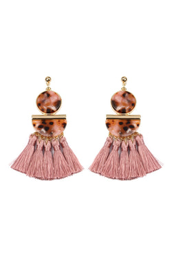 Hde2324 - Dangling Resin With Tassel Earrings