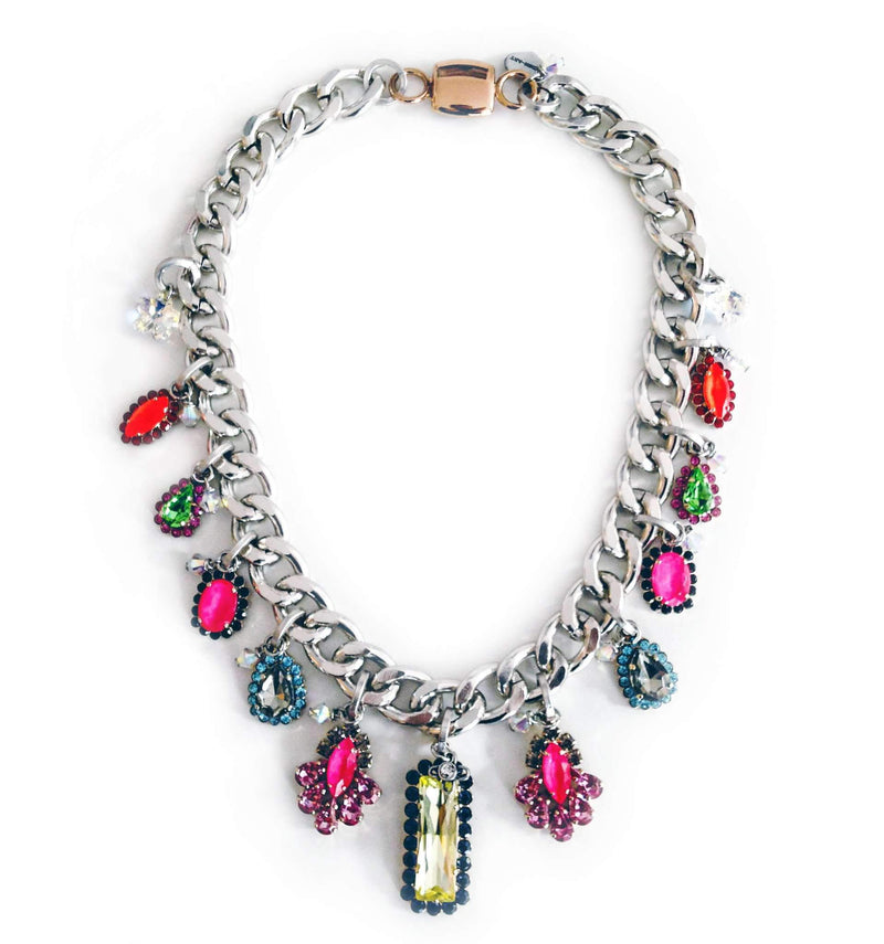 Bib Necklace With Colorful Swarovski Crystals
