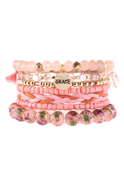 Hdb3193 - "Grace" Charm Multiline Beaded Bracelet