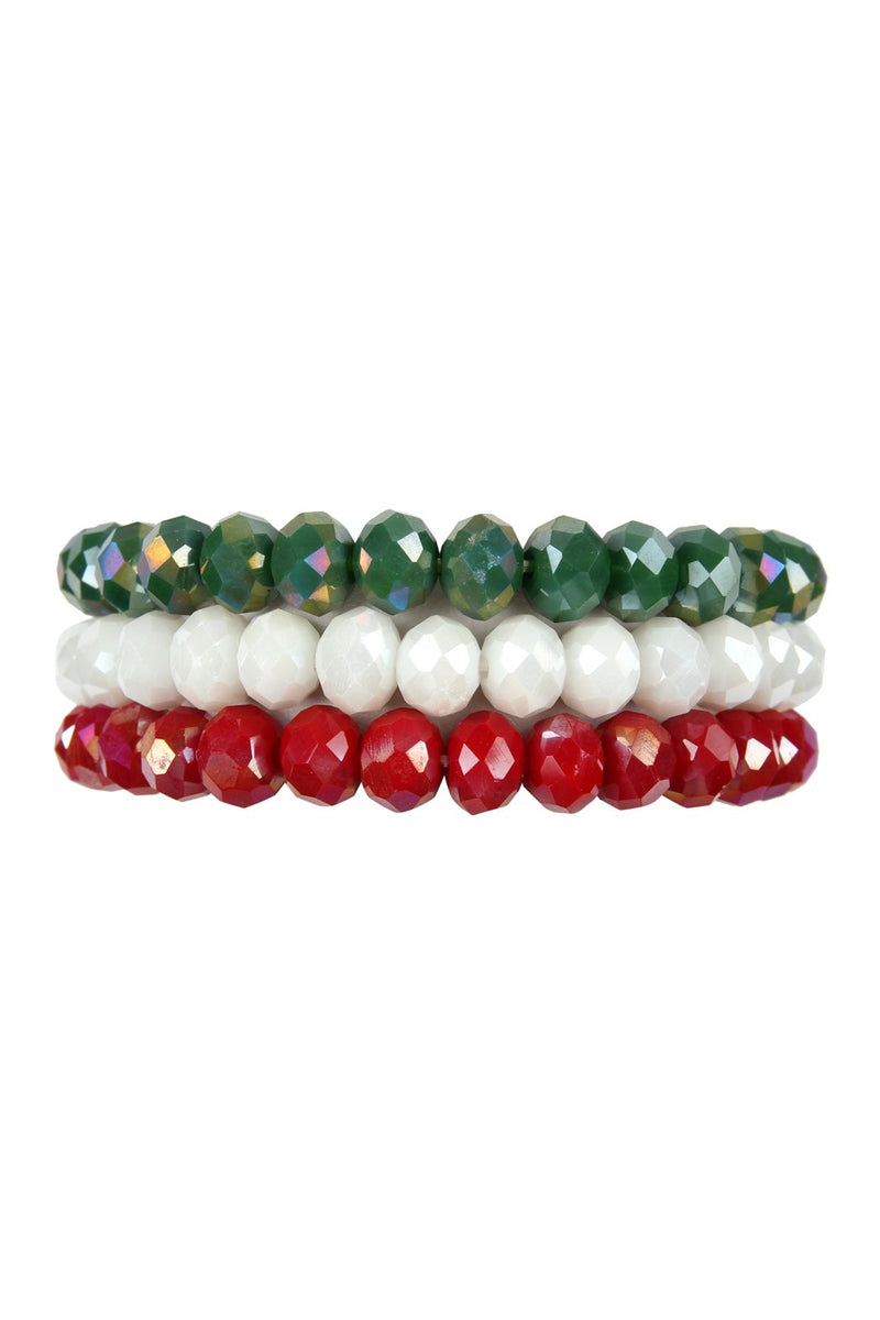 Three Glass Beads Stretch Bracelet