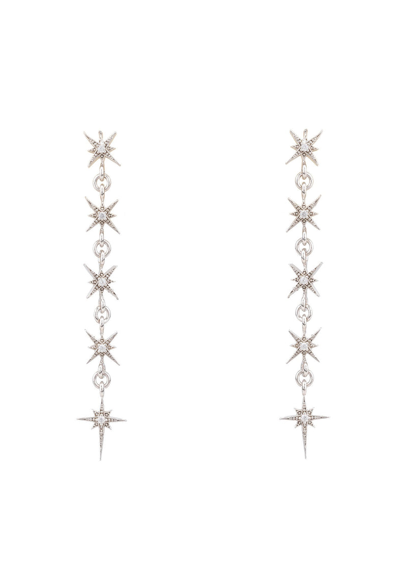 Star Burst 5 Drops Earrings Silver