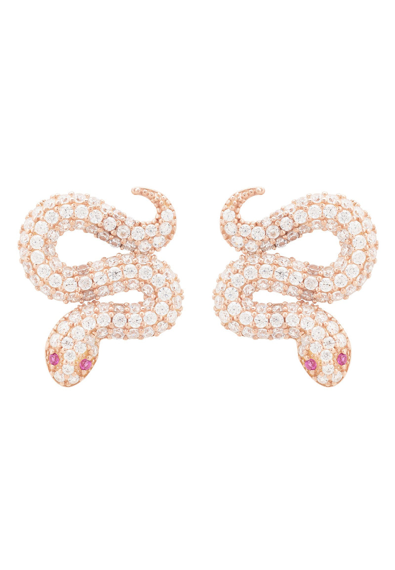 Snake Coiled Stud Earrings Rosegold