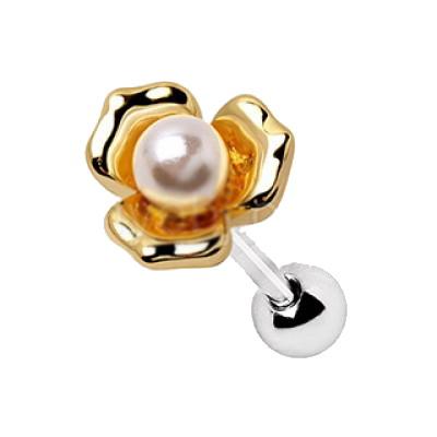 Gold Plated Pearl Flower Cartilage Earring