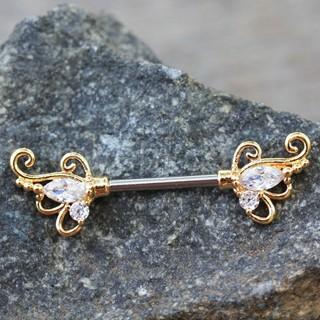 Gold Exotic Butterfly Nipple Bar