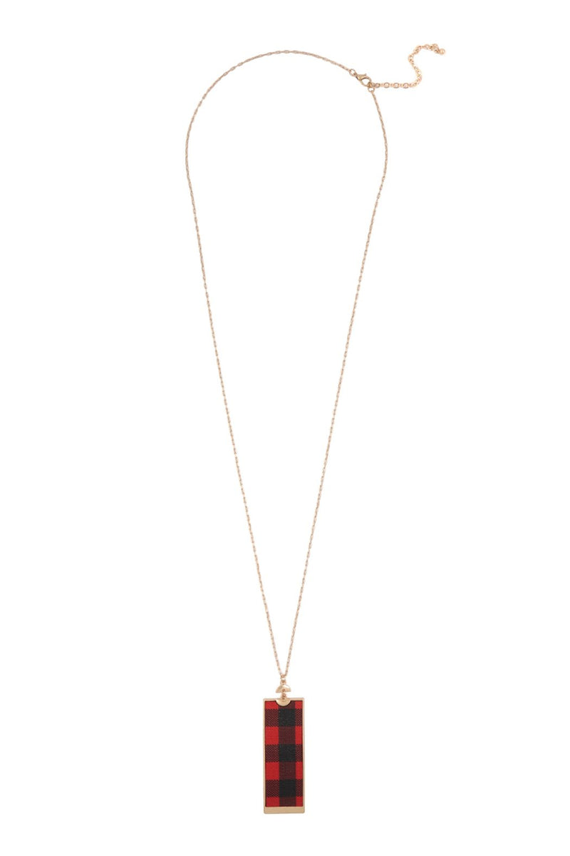 B4n2416 - Rectangle Shape Leather Pendant Necklace
