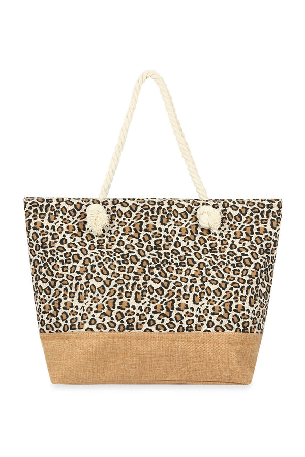 Hdg2702br - Brown Leopard Printed Tote Bag