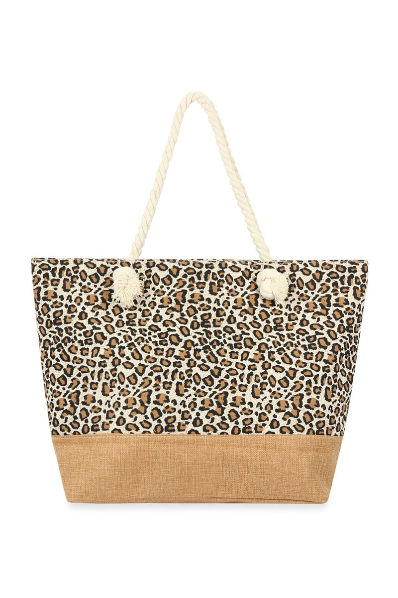 Hdg2702br - Brown Leopard Printed Tote Bag
