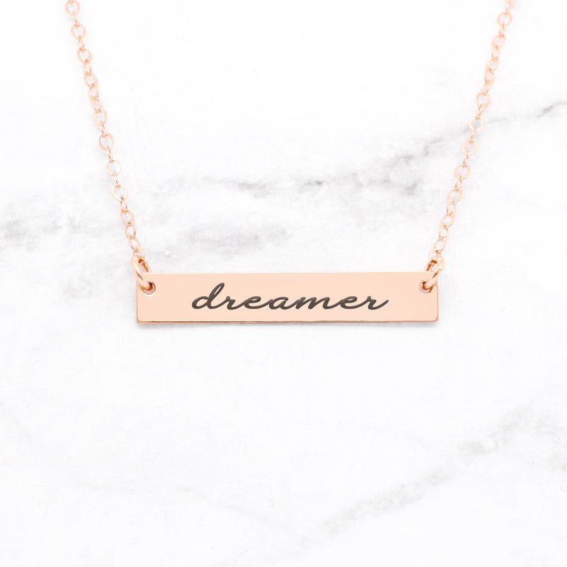 Dreamer Necklace - Sterling Silver Bar Necklace