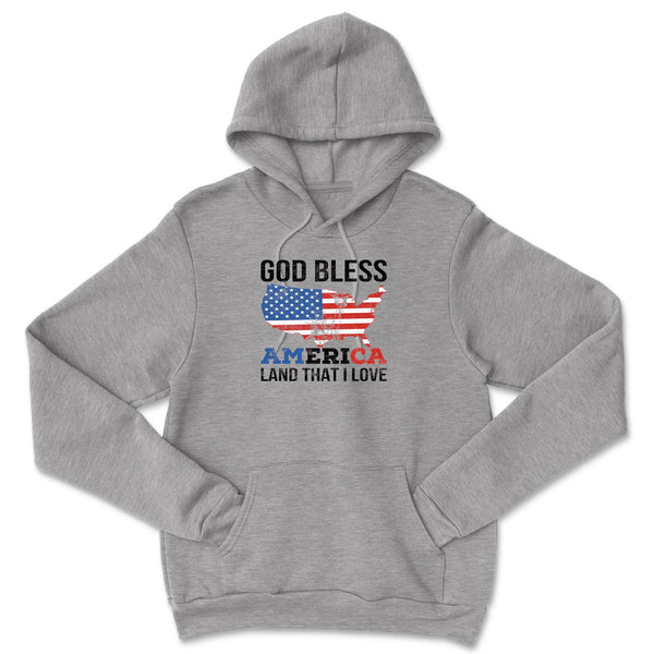 America God Bless the Land That I Love SweatShirt Women Muscle Patriotic 4th of July Hoodie Mens USA Flag Top