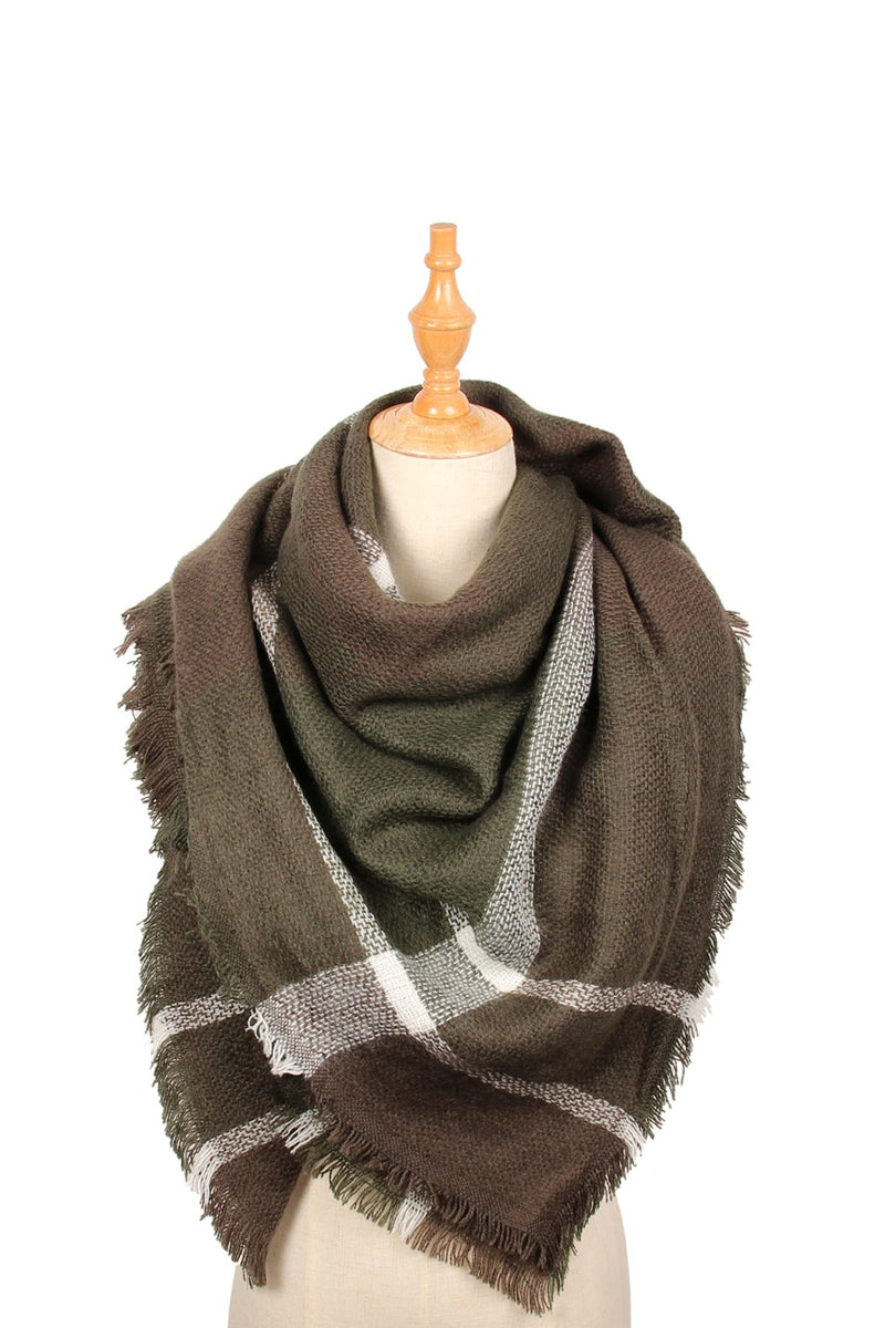 Hdf2194 - Colorblock Fringed Blanket Scarf - Style 5