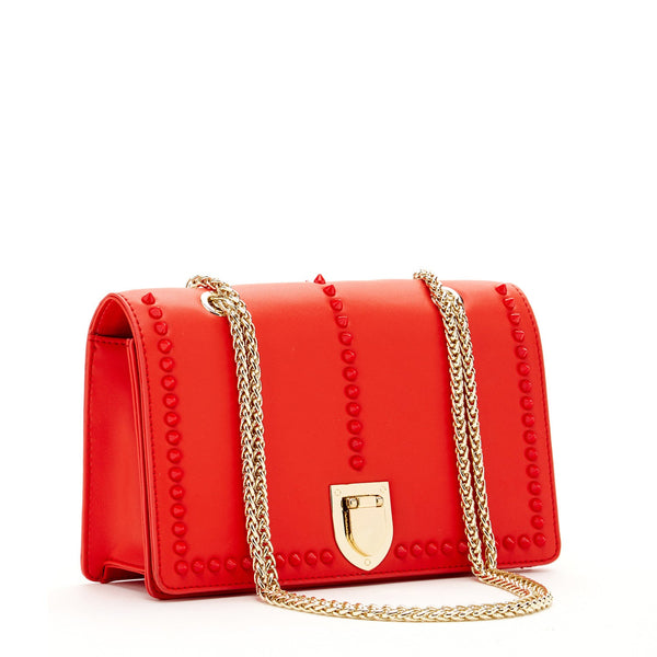 Josie Red Leather Purse With Chain