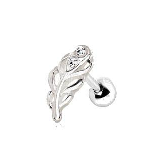 316L Stainless Steel Jeweled Leaf Cartilage Earring