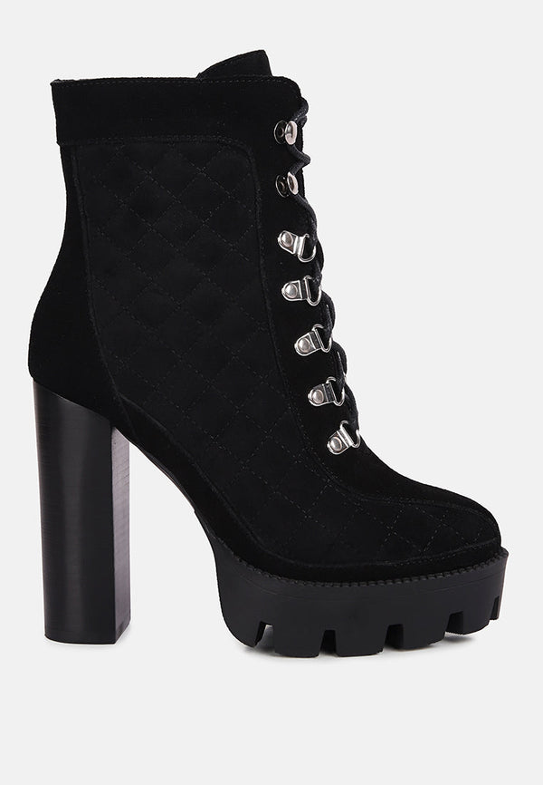 Yoko Fine Suede Quilted Ankle Boots