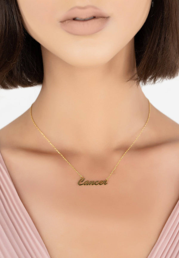 Zodiac Star Sign Name Necklace Gold Cancer
