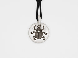 Scarab Beetle Charm Pendant in Sterling Silver