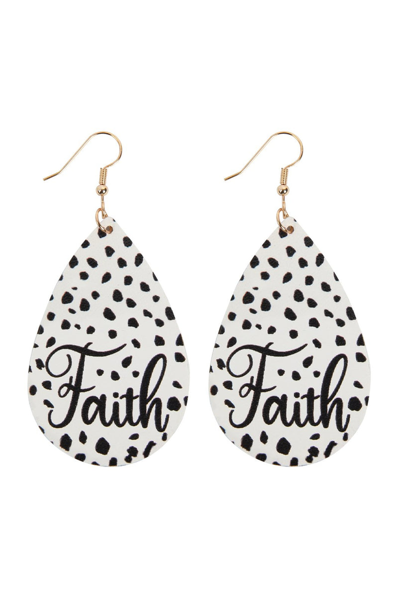 Hde2868 - "Faith" Animal Print Leather Fish Hook Earrings