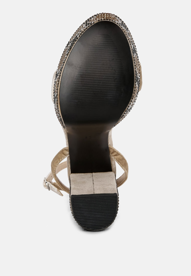 Zircon Rhinestone Patterned High Heel Sandals