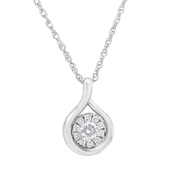 .925 Sterling Silver 1/4 Cttw Lab-Grown Diamond Drop Pendant Necklace (F-G Color, VS2-SI1 Clarity)