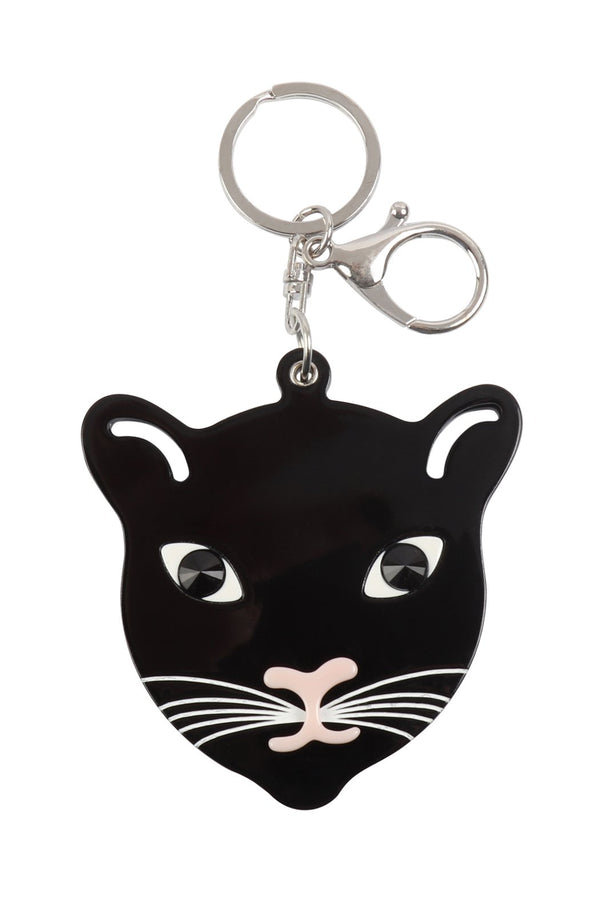 Kc417x049 - Black Cat With Mirror Keychain