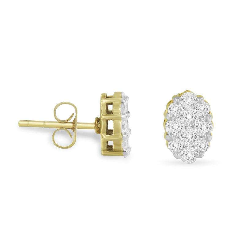 18K Yellow Gold 1 Cttw Flower Diamond Stud Earrings (H-I, I1-I2)