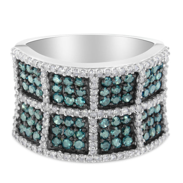 14K White Gold White and Treated Blue Diamond Cocktail Ring (1 1/2 Cttw, H-I Color, I1-I2 Clarity) - Size 7