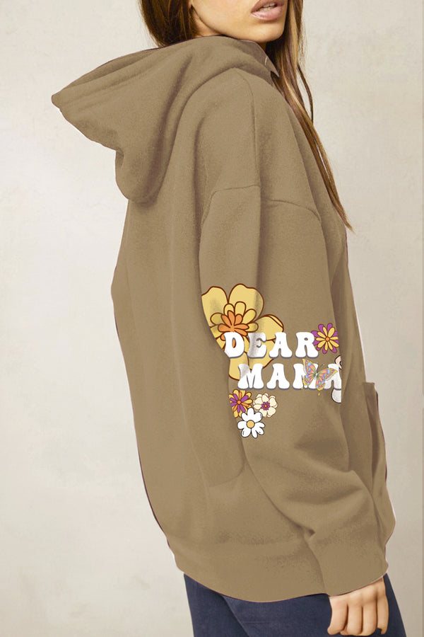 Simply Love Full Size DEAR MAMA Flower Graphic Hoodie