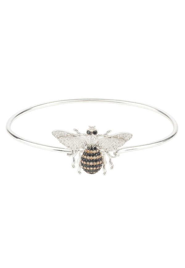 Honey Bee Bangle Bracelet Silver