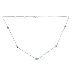 Sterling Silver Treated Diamond by Yard Necklace (1/2 Cttw, Blue Color, I2-I3 Clarity)