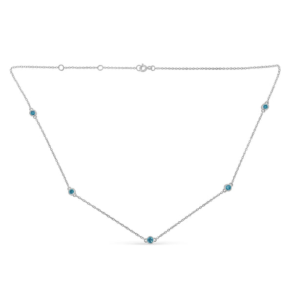 Sterling Silver Treated Diamond by Yard Necklace (1/2 Cttw, Blue Color, I2-I3 Clarity)