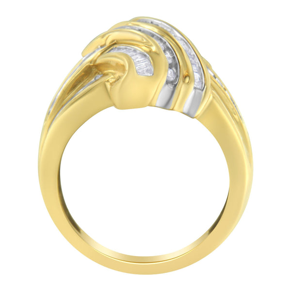 10K Yellow Gold Diamond Bypass Ring (1.0 Cttw, H-I Color, I2-I3 Clarity)