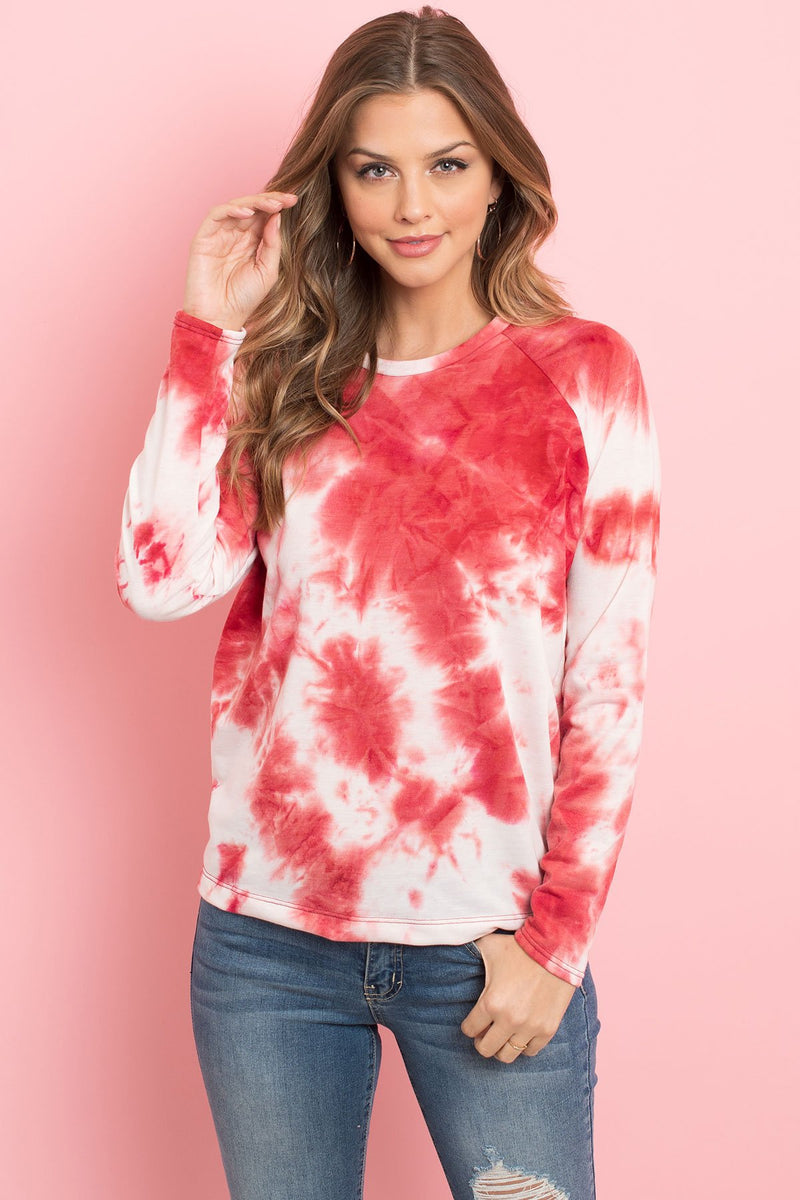 Tie Dye Round Neck Long Sleeved Top