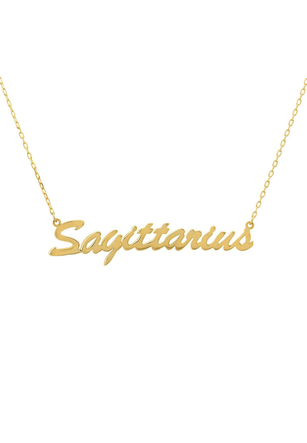Zodiac Star Sign Name Necklace Gold Sagittarius