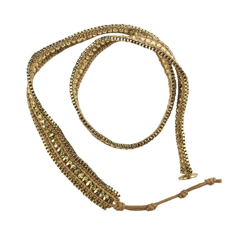 Double Looped Bling Bracelet- Gold