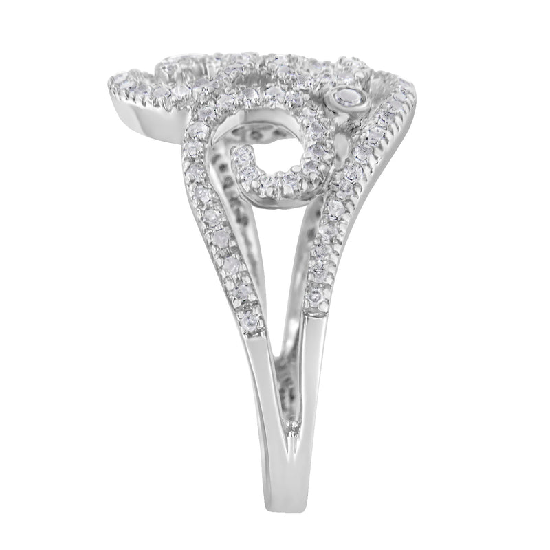 14K White Gold Round Cut Diamond Cluster Ring (1/2 Cttw, SI1-SI2 Clarity, H-I Color)
