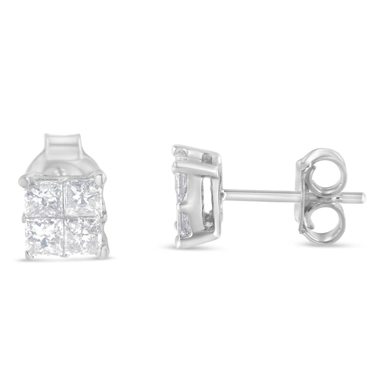 10K White Gold Diamond Stud Earrings (3/4 Cttw, H-I Color, SI2-I1 Clarity)
