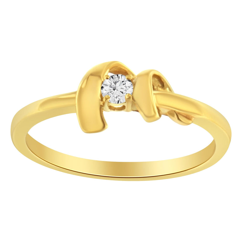 10kt Yellow Gold 1/10 Cttw Brilliant Round-Cut Diamond Swirling Solitaire Promise Ring (H-I Color, SI2-I1 Clarity) - Siz