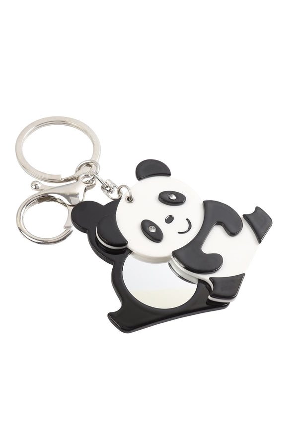 Kc417x038 - Cute Panda With Mirror Keychain