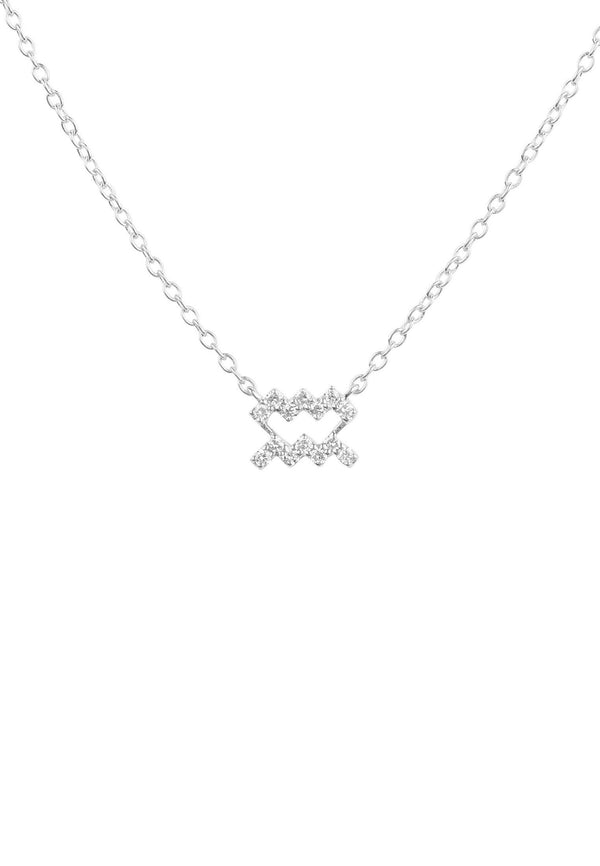 Diamond Zodiac Silver Necklace Aquarius