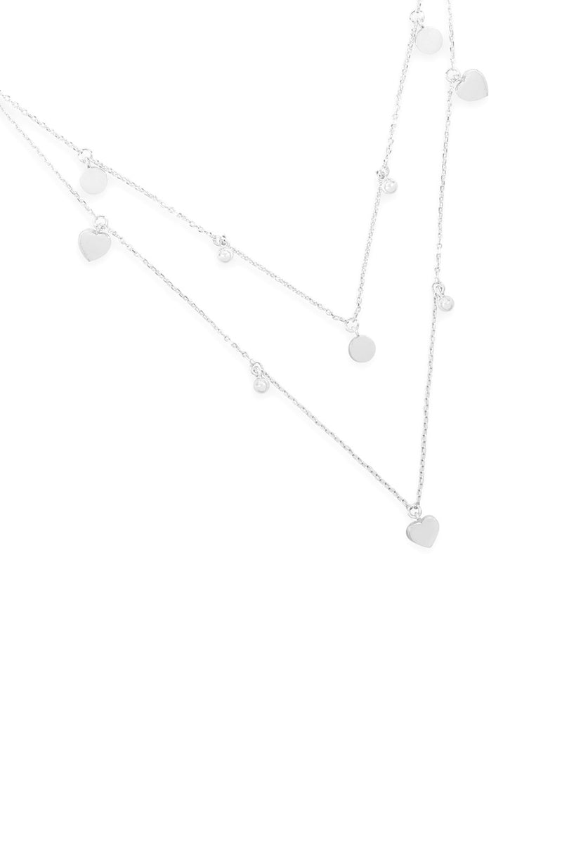 Ina971 - Two Layered Heart Dainty Chain Necklace