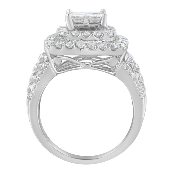 14KT White Gold Round and Princess Diamond Ring (2 1/4 Cttw, H-I Color, SI1-SI2 Clarity)