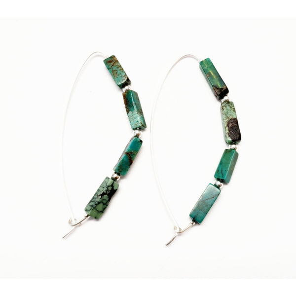 Slider Turquoise Hoops - Silver or Gold
