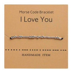 Morse Code Bracelet Silver Beads - Love U
