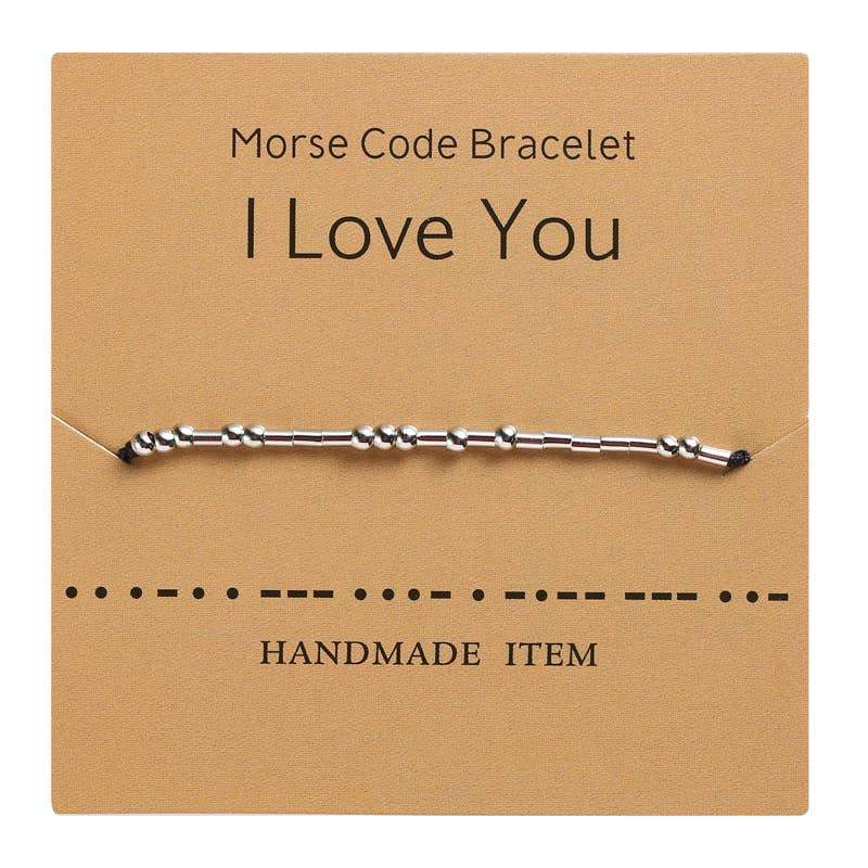 Morse Code Bracelet Silver Beads - Love U