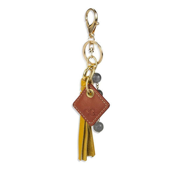 Lucca Leather Bag Charm- Yellow