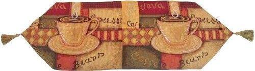 DaDa Bedding Smell of Coffee Cup Latte Java Brown Tapestry Table Runner Cloth (9912)