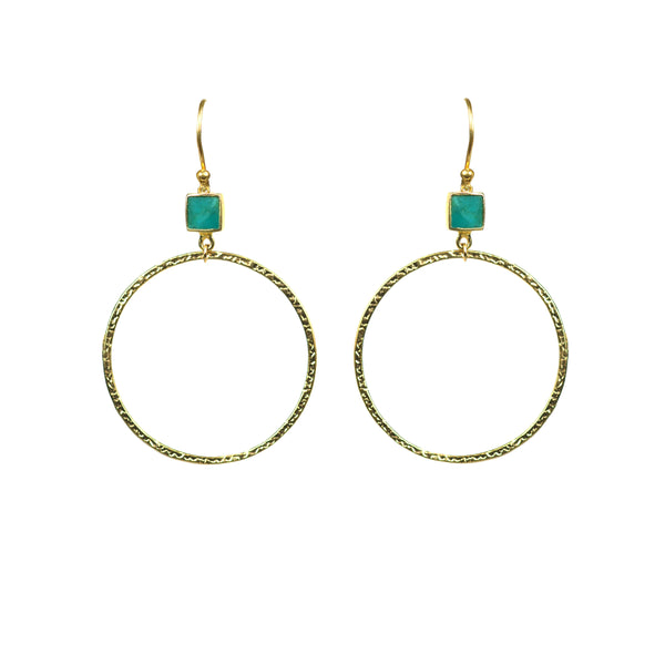 Turquoise Bezel Circle Earrings