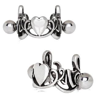 316L Stainless Steel LOVE Script With Heart Cartilage Ear Cuff