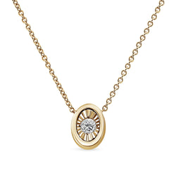 10K Yellow Gold Plated .925 Sterling Silver 1/10 Cttw Miracle Set Round Diamond Square Box Shape 18" Pendant Necklace (K