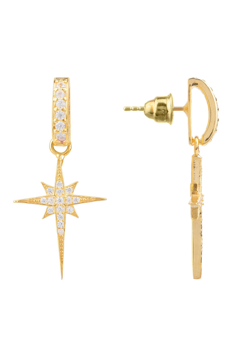 North Star Burst Small Drop Earring Gold