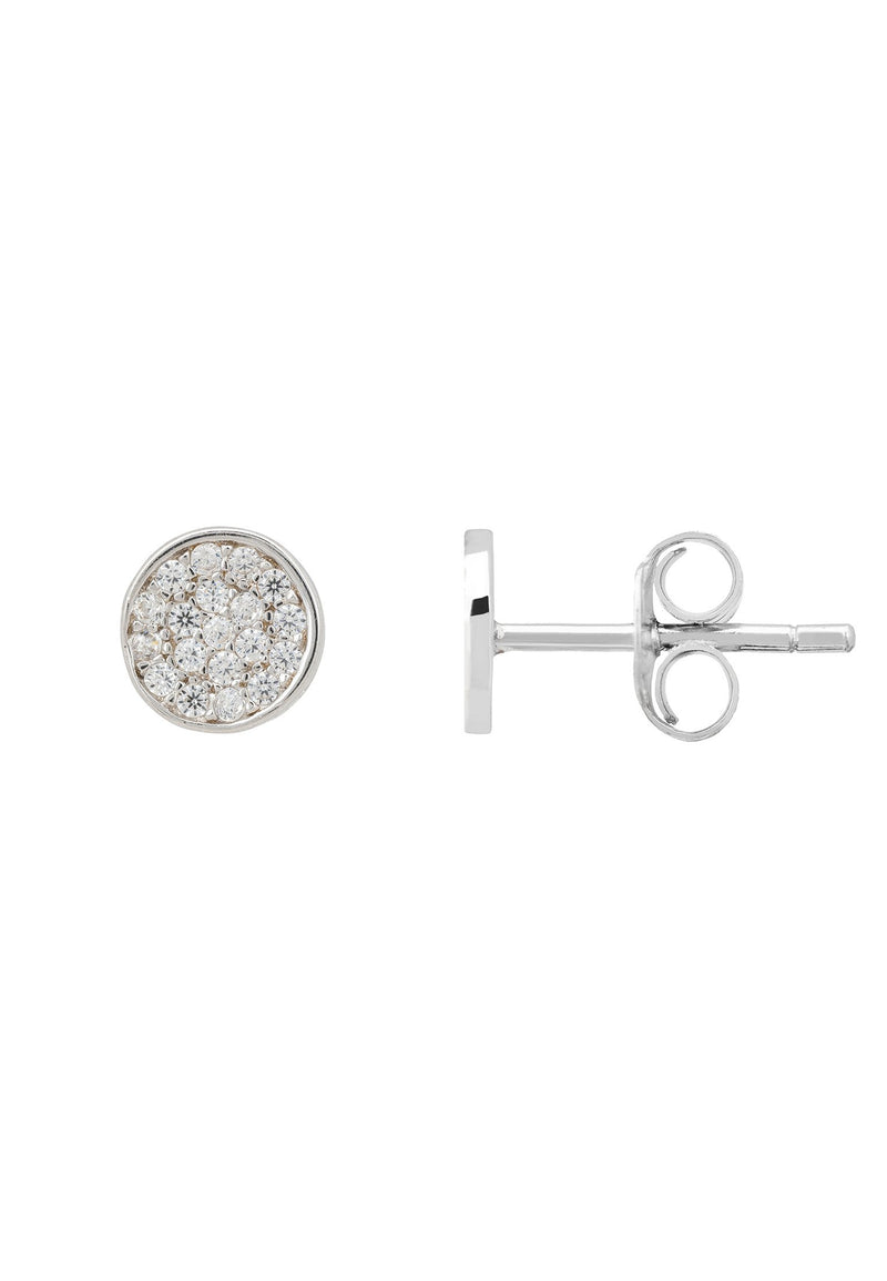 Sparkling Disc Mini Stud Earring Silver